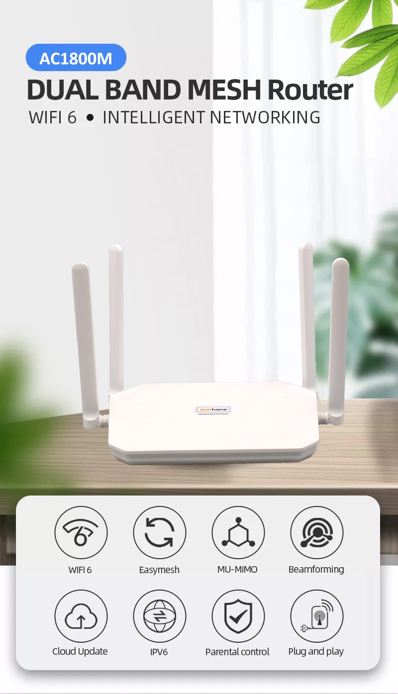 Wireless Hotspot 802.11ax Gigabit 2.4G/5g Dual Band Whole Home Intelligent Network Mesh System WiFi Router