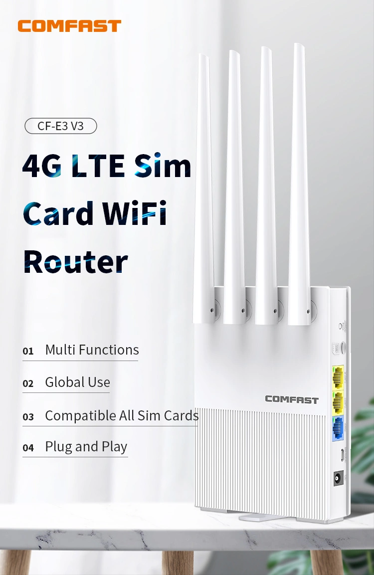 Comfast CF-E3 300Mbps 4 Antennas 3G 4G LTE Router WiFi 4G with SIM Card Slot