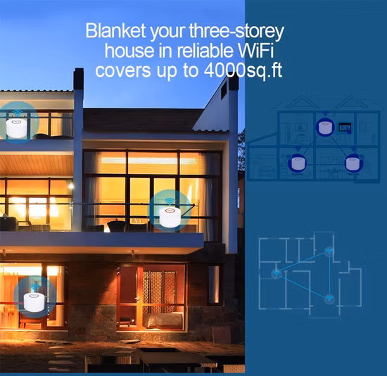  AC1200 Lot de 3 points d'accès sans fil pour toute la maison 2,4 G/5 G Routeur Wi-Fi maillé double bande pour 4 000 m².  Couverture FT